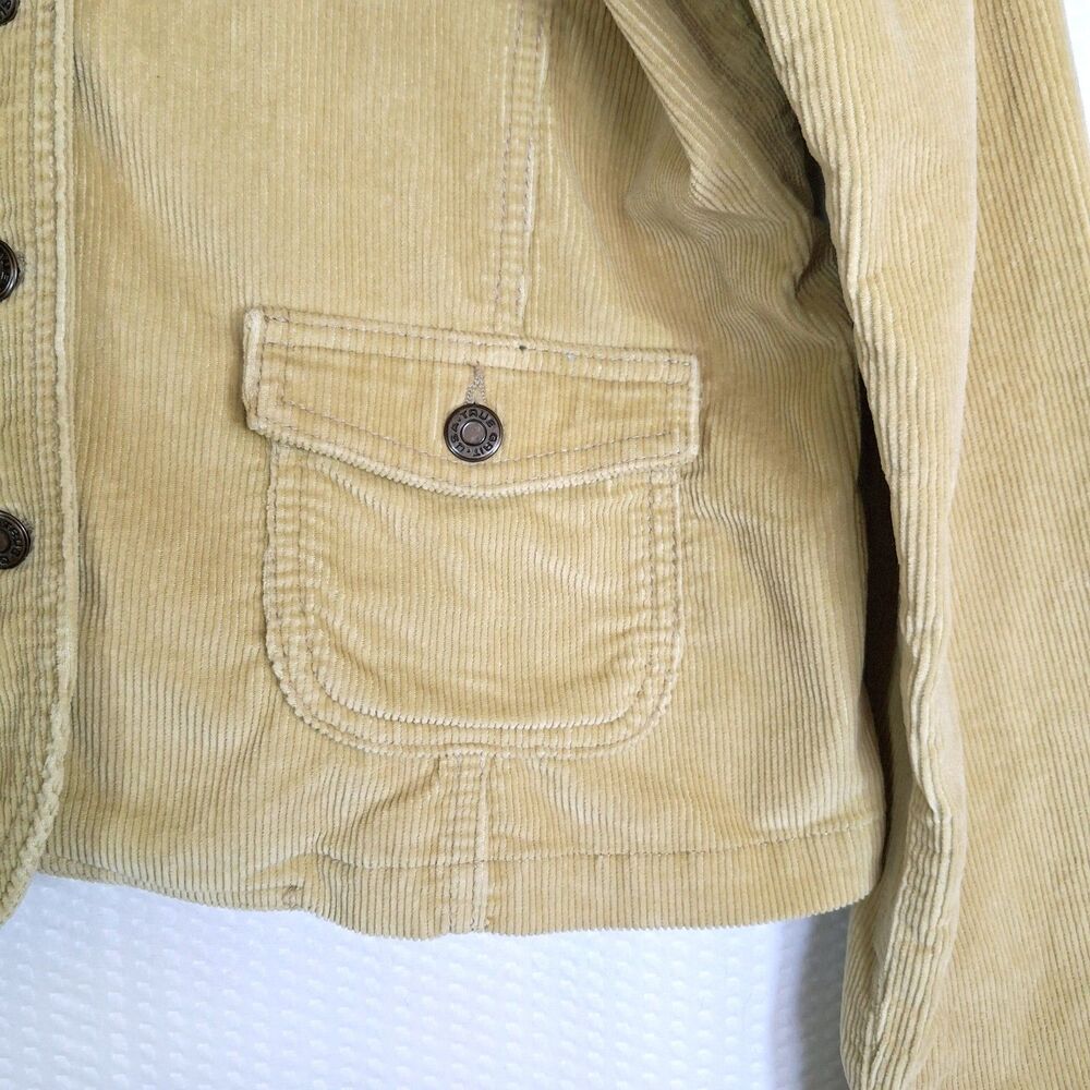 True Grit Ladies Stretch Cord Campaign Jacket Tan Mustard Size L - Picture 3 of 12
